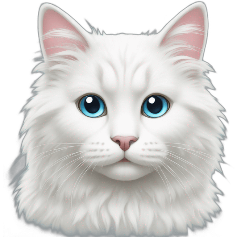 white fluffy cat with different eyes emoji