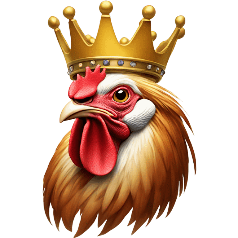 crestless rooster with a king's crown emoji