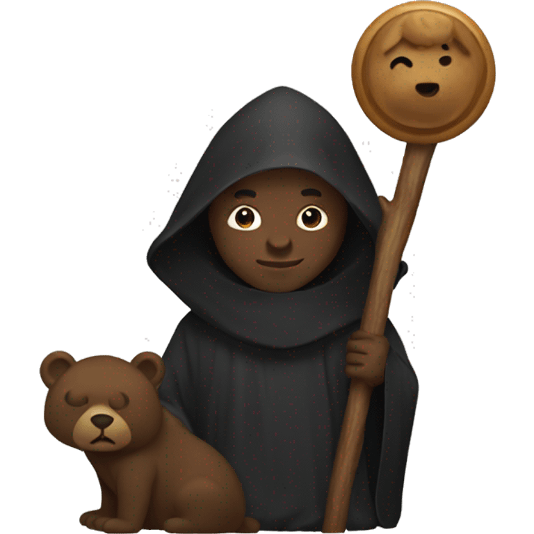 Black monk with bear emoji