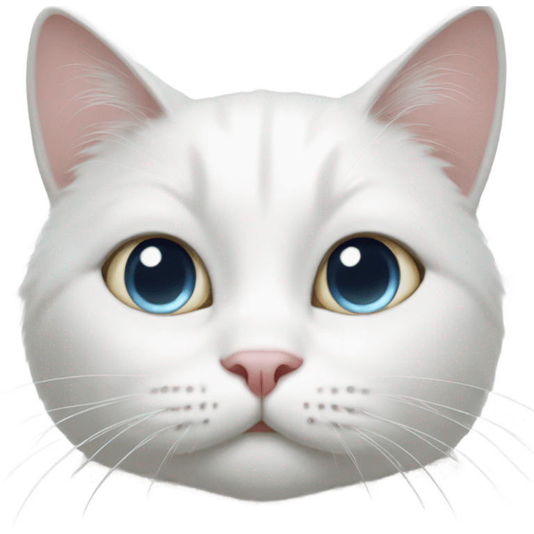 White cat with cute face and pleady eyes emoji