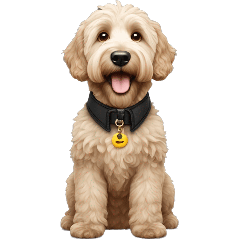 black golden doodle with hudson’s bay collar  emoji