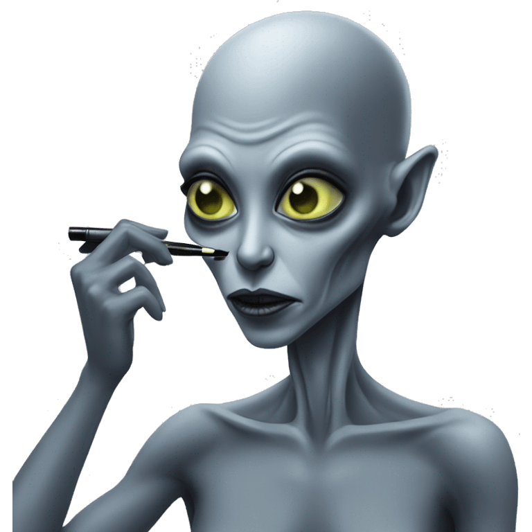 Grey alien doing makeup  emoji