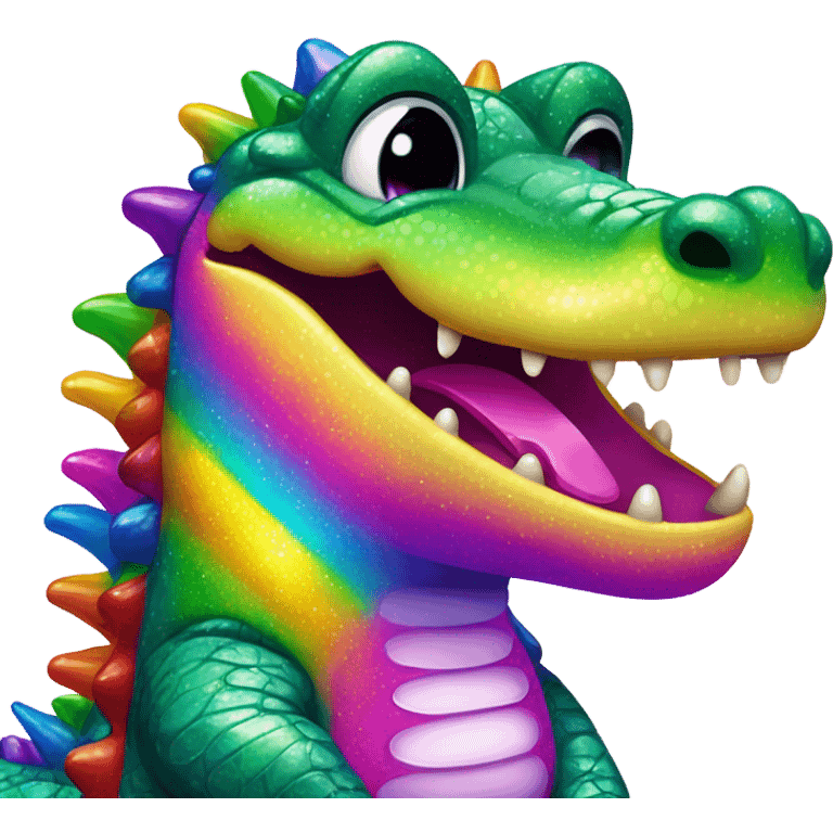 Lisa Frank sparkle rainbow cute alligator  emoji