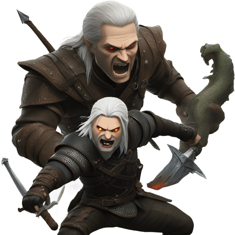 The Witcher defeating a monster emoji