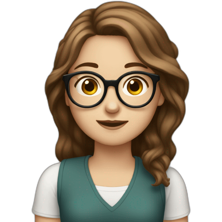 white girl brown hair wearing rounded glasses and saying ok with both hand emoji