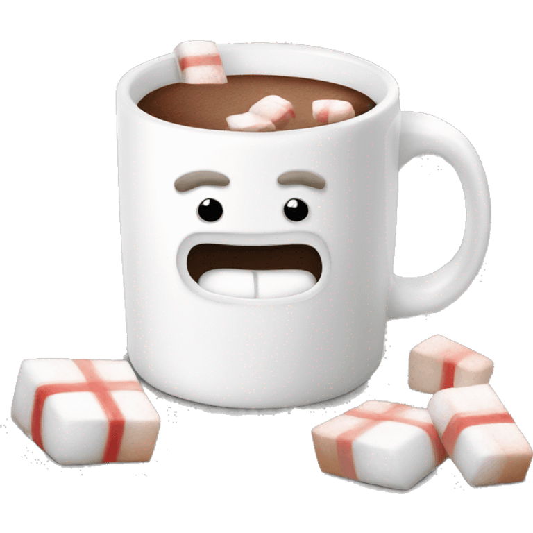 Christmas White mug of hot chocolate with marshmallows  emoji