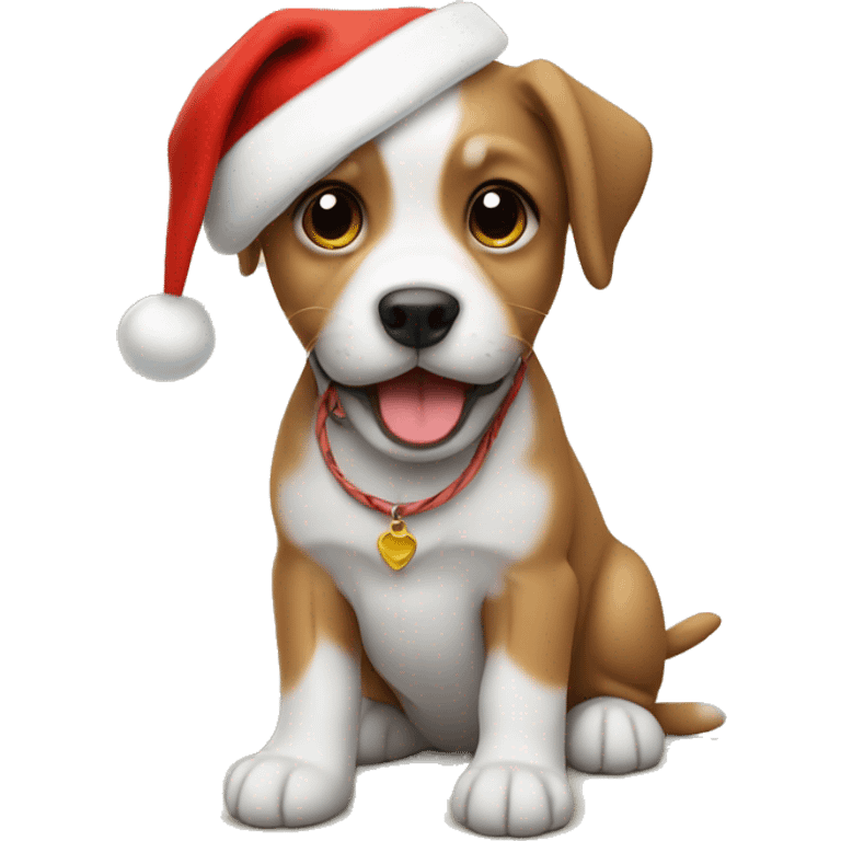 puppy with santa hat emoji