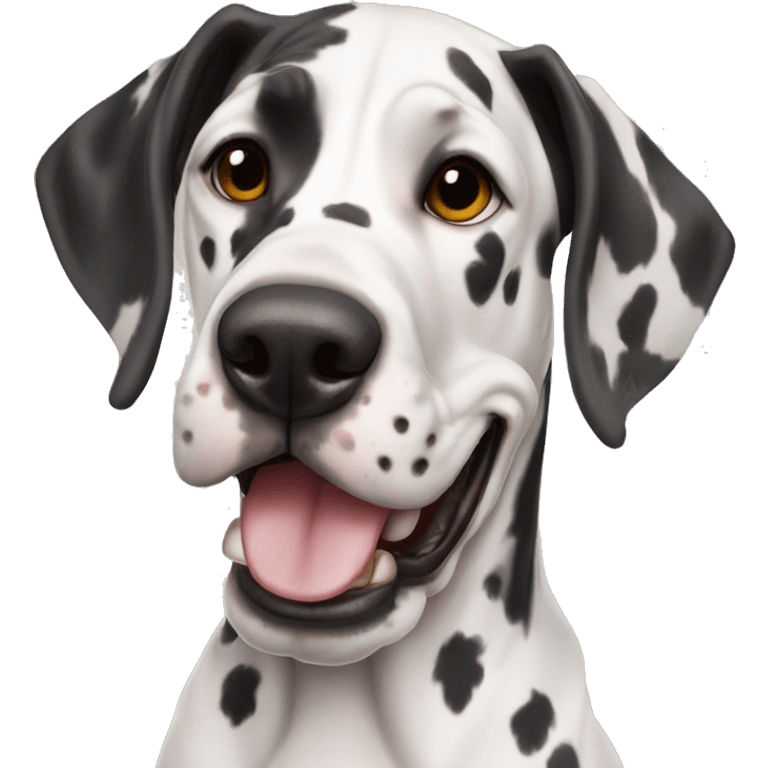 Harlequin great dane with smile emoji