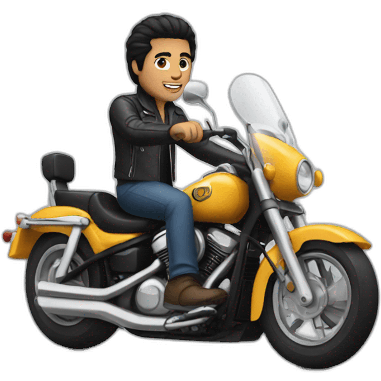 man with black hair ride a motorcycle emoji