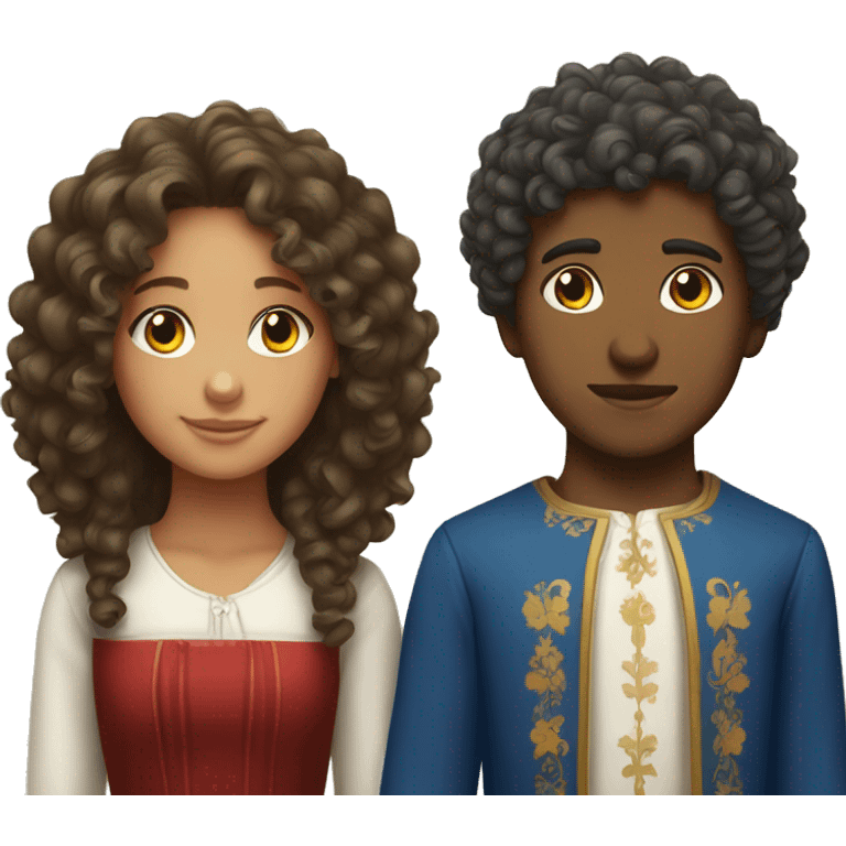 Georgian girl with curly hair and Russian boy  emoji