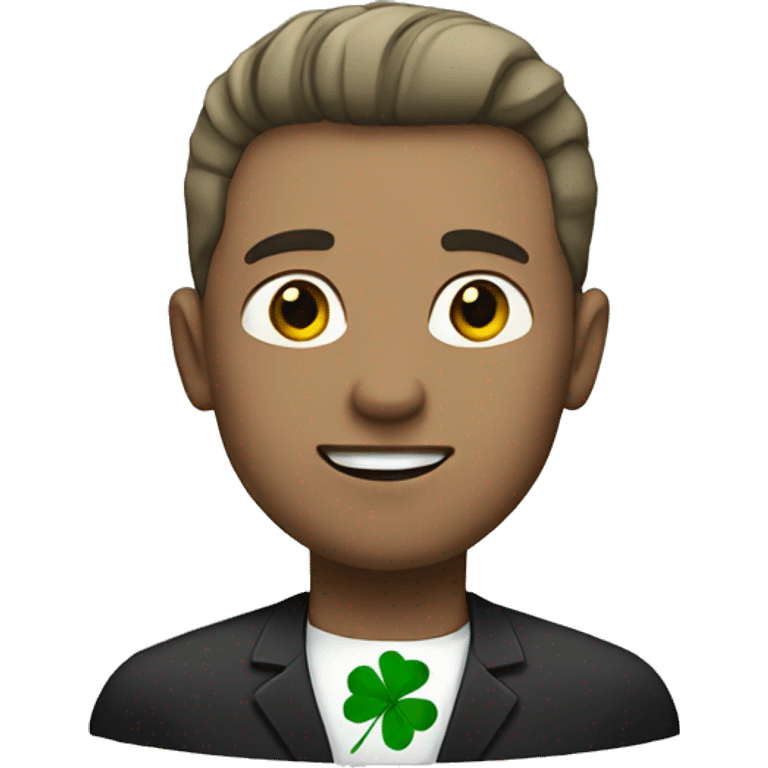 white man with four leaf clover emoji