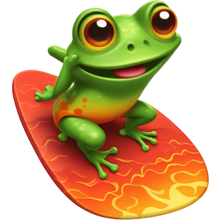 Frog surf on lava  emoji