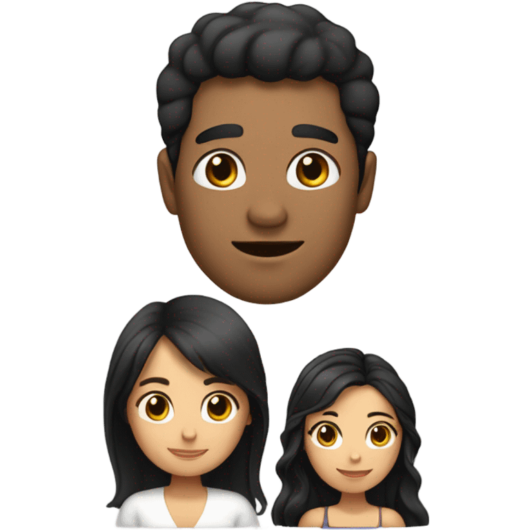 Puerto rican beard short black hair  husband with blond long hair wife and brown long hair daughter Family Hugh  emoji