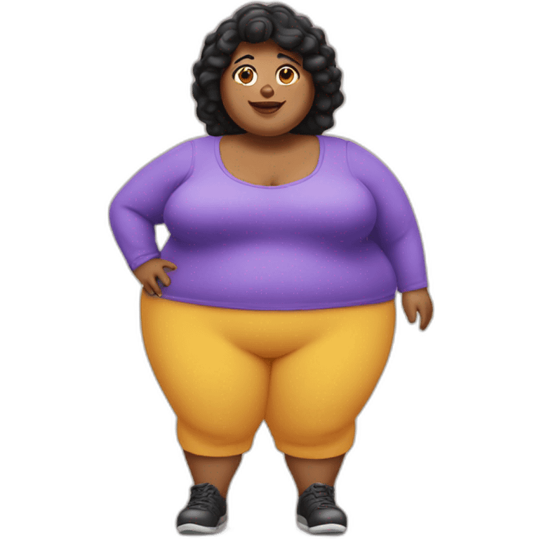 fat lady with shoet black hair emoji