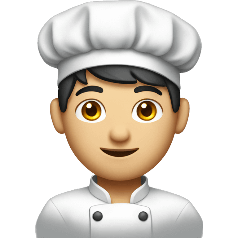 Male Chef with black short hair and a chef hat emoji