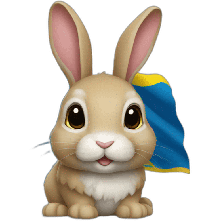 rabbit in a Ukrainian flag emoji