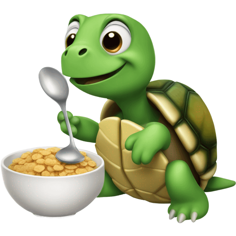 Turtle eating cereal  emoji