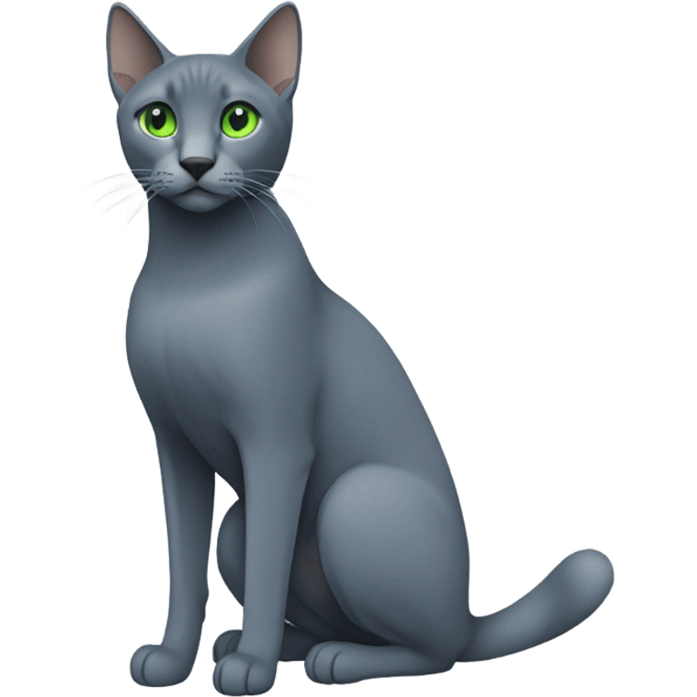 Russian blue with green eyes side profile full body seeing left side emoji