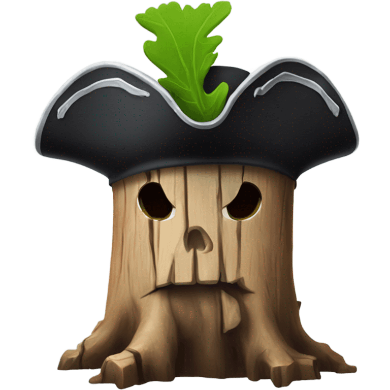 ugly tree stump with a pirate hat emoji