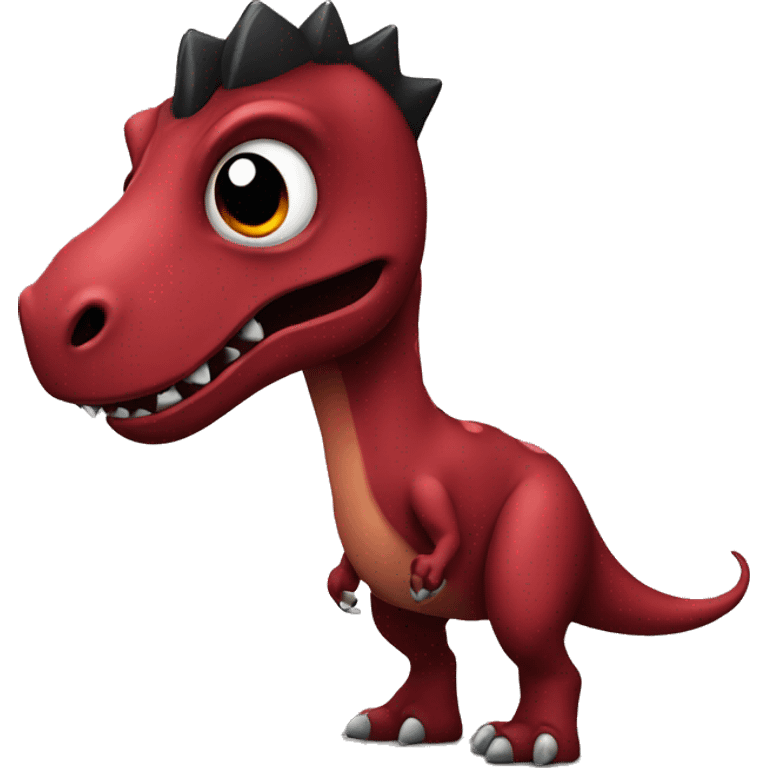 a dark red dinosaur with black horns. emoji