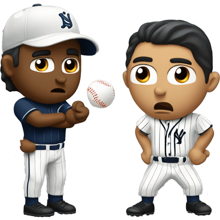 Baseball General manager angrily negotiating with a Latino player in pinstripes emoji