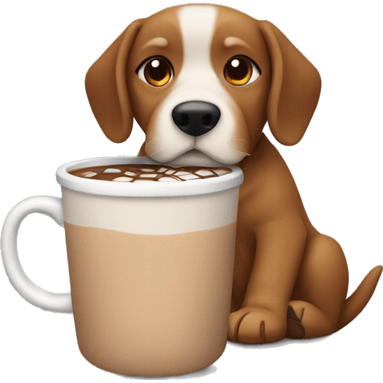 Dog drinking a hot chocolate  emoji