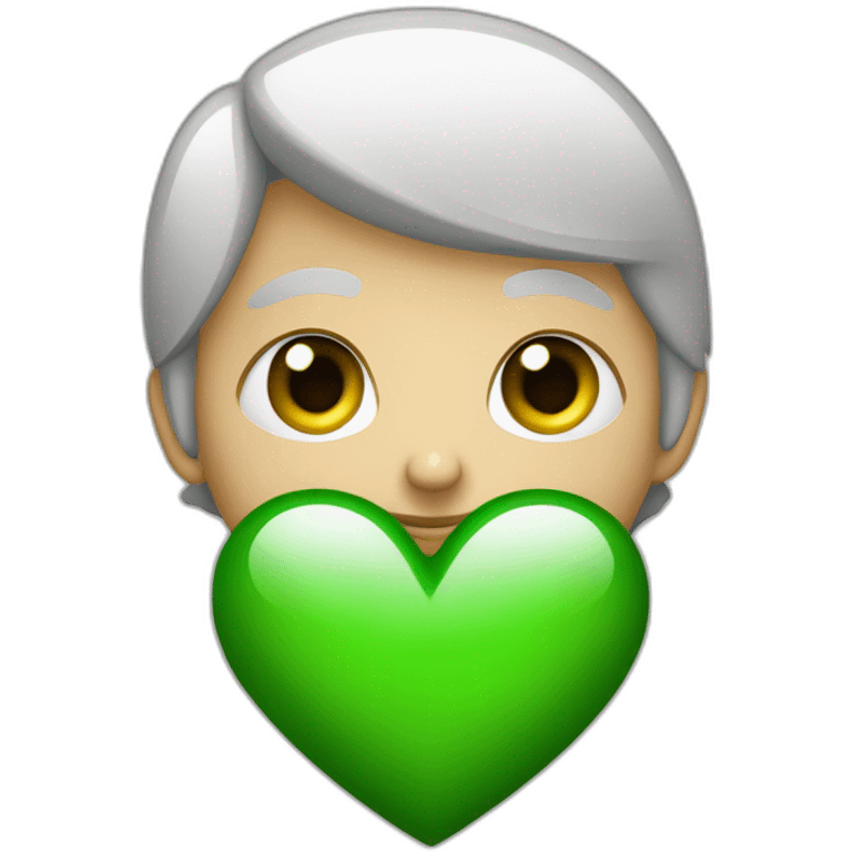 Un corazón verde con ojos emoji