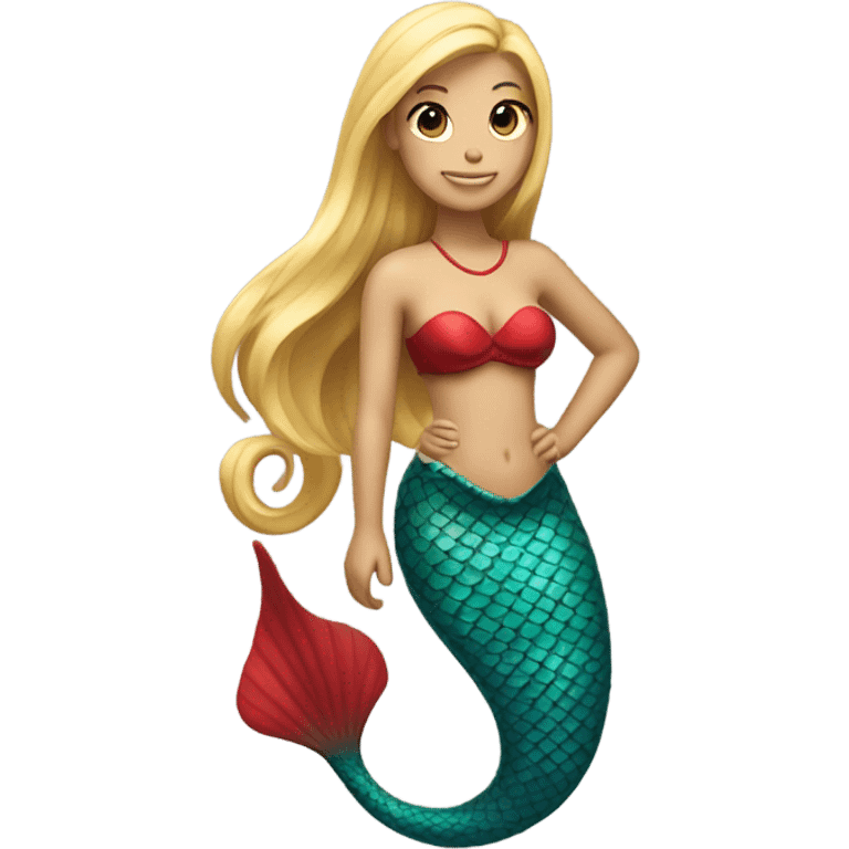 Pretty detailed mermaid with red tail and blonde ponytail  emoji