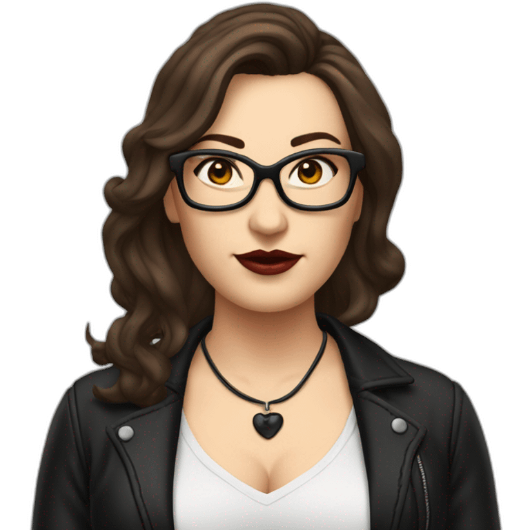 Sexy-Caucasian-Mum-woman-goth-brown-hair-standing-wearing-glasses-plus-size emoji