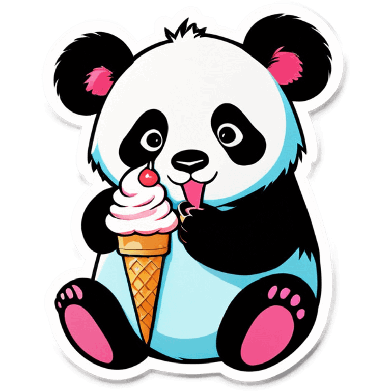 Panda eating ice cream emoji