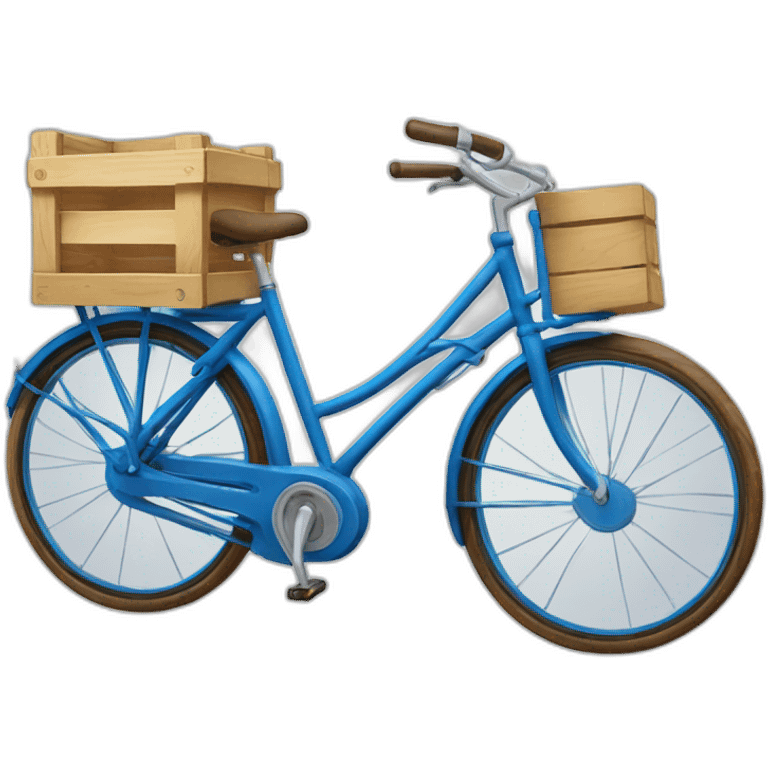 blue step-through bicycle with wooden crate on rear emoji