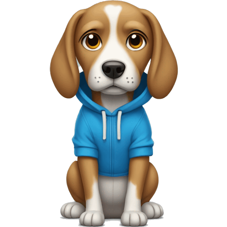 Dog wearing a blue hoodie emoji