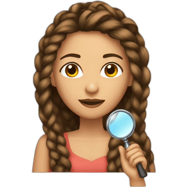 Mujer con braids box fine long hair castaño con magnifier emoji