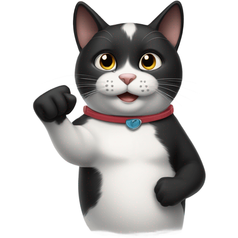 Black and white  cat thumbs up  emoji