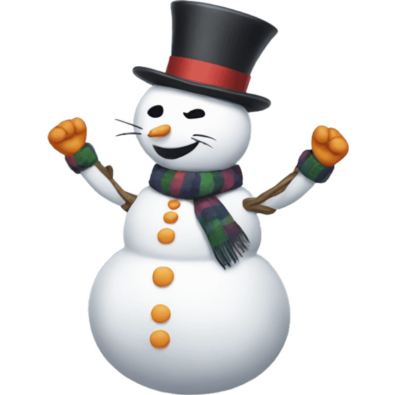 Snowman dancing with cats emoji