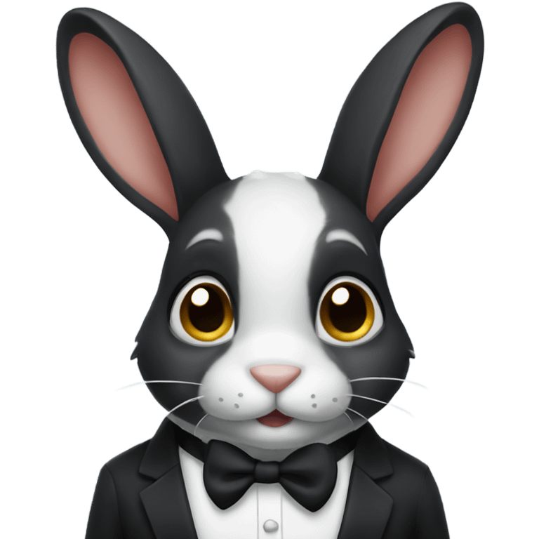 Black rabbit in tuxedo  emoji