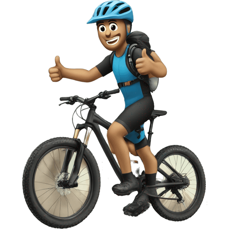 mountain biker with thumb up emoji