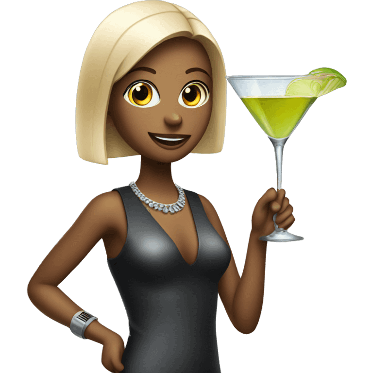 girl with microphone and martini glass with microphone emoji