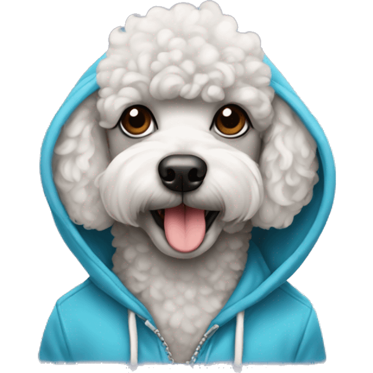 Poodle wearing a hoodie emoji