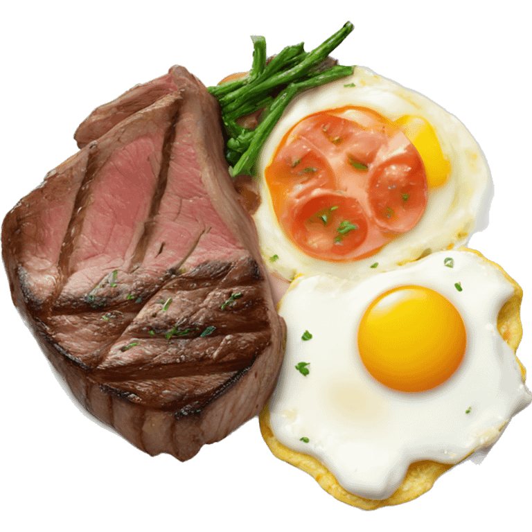 steak and egg breakfast on a plate emoji