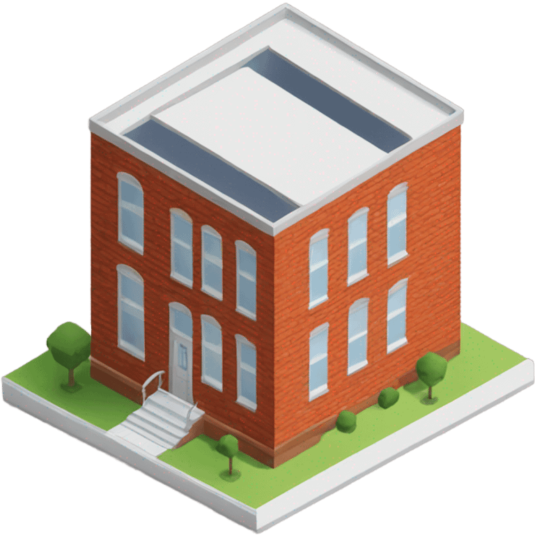 isometric red brick modern English building emoji