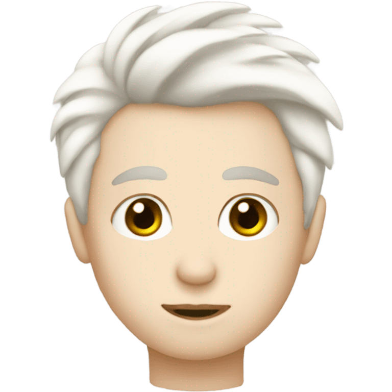 Me with short white wispy hair pale skin emoji