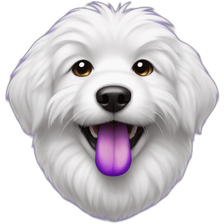 white fluffy dog purple tongue emoji