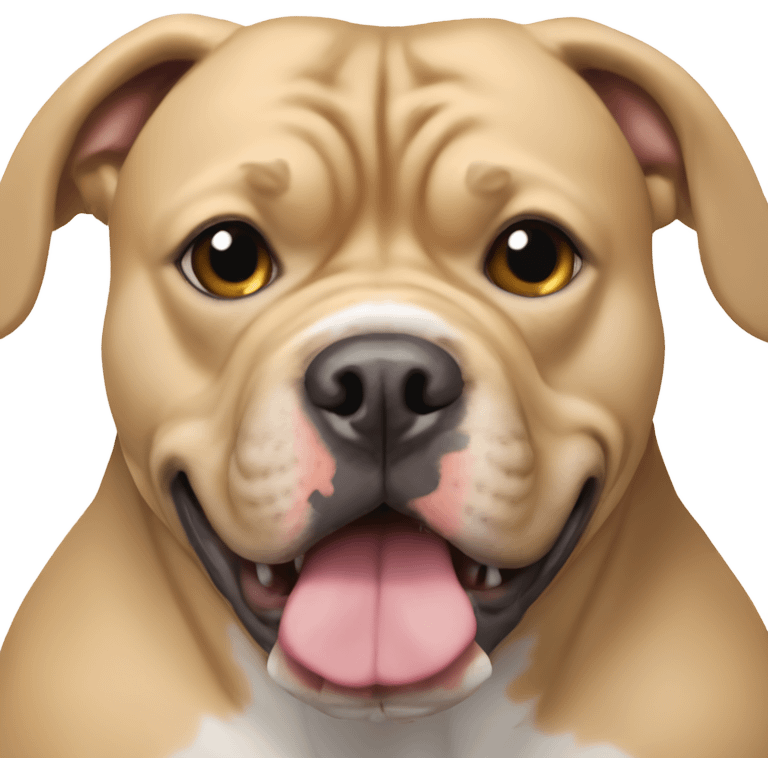 American Bully with cropped ears and a girl with shoulder-length blond hair emoji