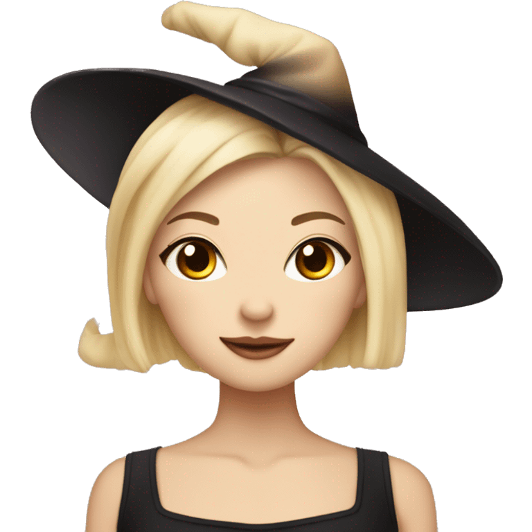 ballerina with a witches hat with blond hair and is chnese emoji