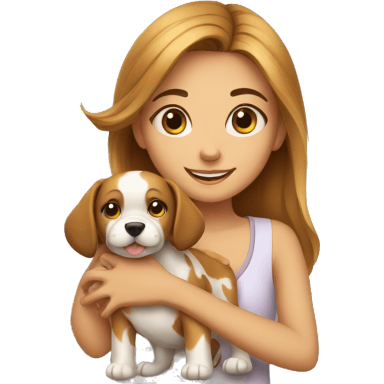 A cute girl with a dog emoji