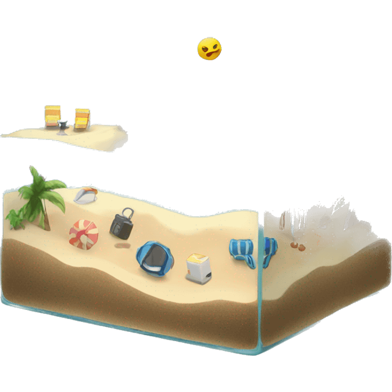 beach landscape in cube aquarium emoji