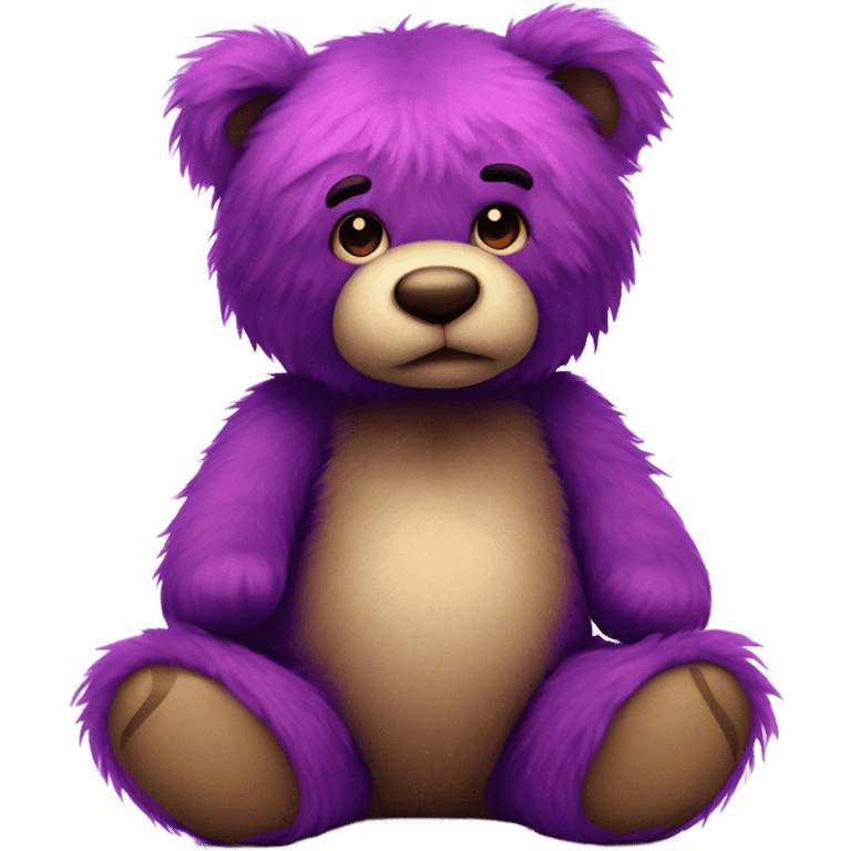 Realistic isolated big full length valentines Day stuffed Teddy Bear with long fluffy hot pink and royal purple hair sitting up. emoji