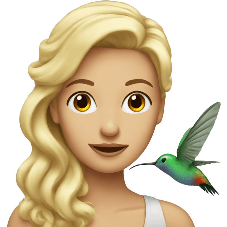 Blonde women with humming bird emoji