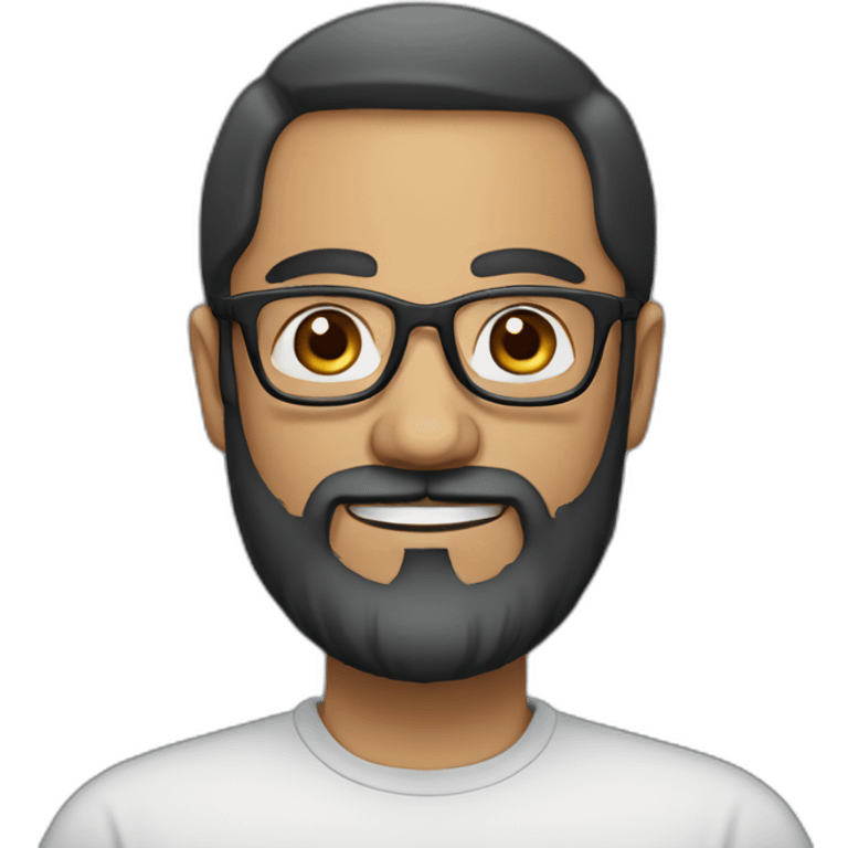 A 51 years man wearing glasses with a black beard with a round face speaking Arabic  emoji